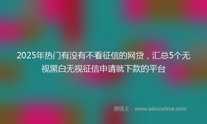 2025年热门有没有不看征信的网贷，汇总5个无视黑白无视征信申请就下款的平台