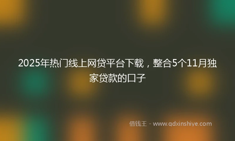 2025年热门线上网贷平台下载，整合5个11月独家贷款的口子