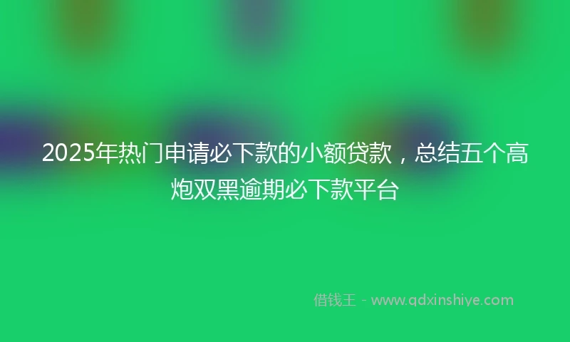 2025年热门申请必下款的小额贷款，总结五个高炮双黑逾期必下款平台