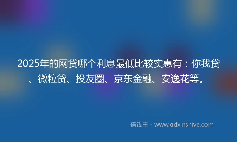 2025年的网贷哪个利息最低比较实惠有：你我贷、微粒贷、投友圈、京东金融、安逸花等。