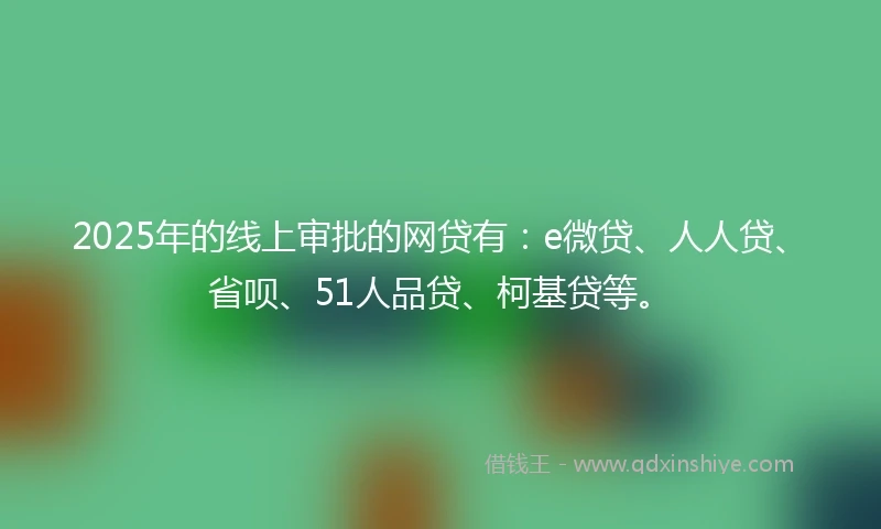 2025年的线上审批的网贷有：e微贷、人人贷、省呗、51人品贷、柯基贷等。