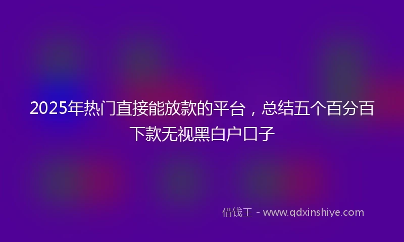 2025年热门直接能放款的平台，总结五个百分百下款无视黑白户口子
