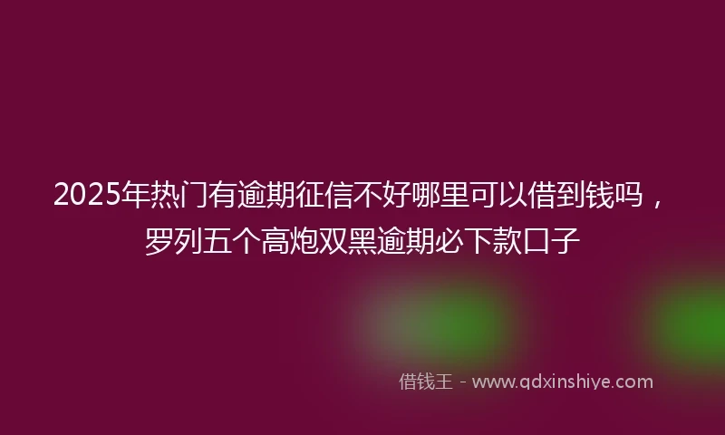2025年热门有逾期征信不好哪里可以借到钱吗，罗列五个高炮双黑逾期必下款口子