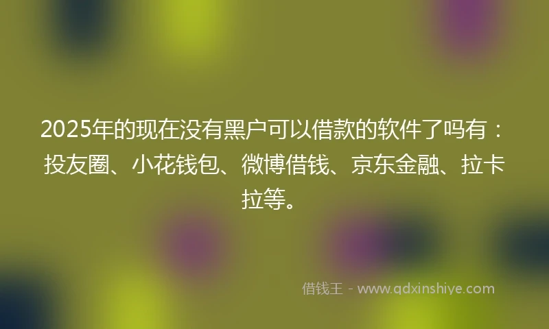 2025年的现在没有黑户可以借款的软件了吗有：投友圈、小花钱包、微博借钱、京东金融、拉卡拉等。