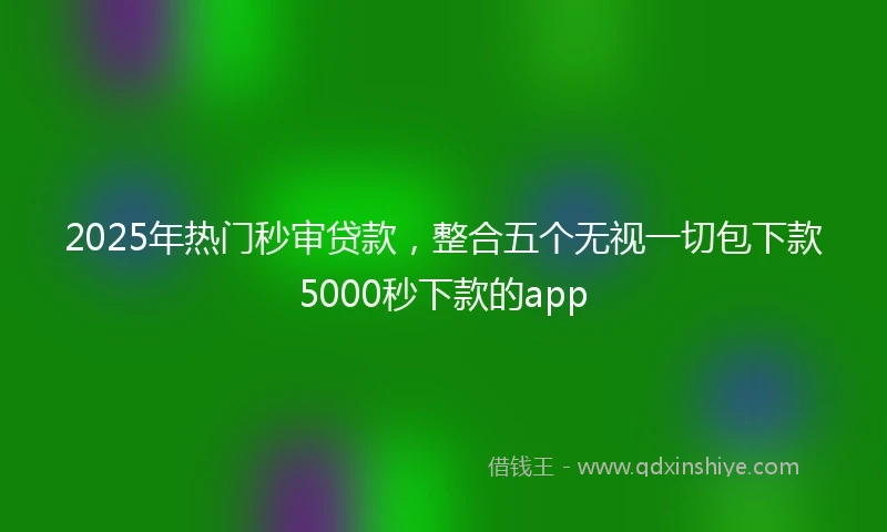 2025年热门秒审贷款，整合五个无视一切包下款5000秒下款的app