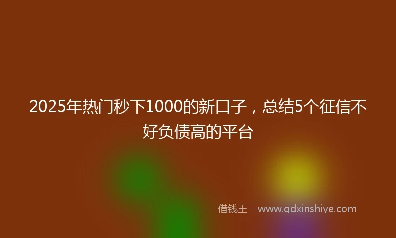 2025年热门秒下1000的新口子，总结5个征信不好负债高的平台