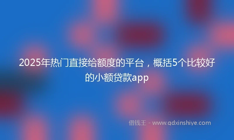 2025年热门直接给额度的平台，概括5个比较好的小额贷款app