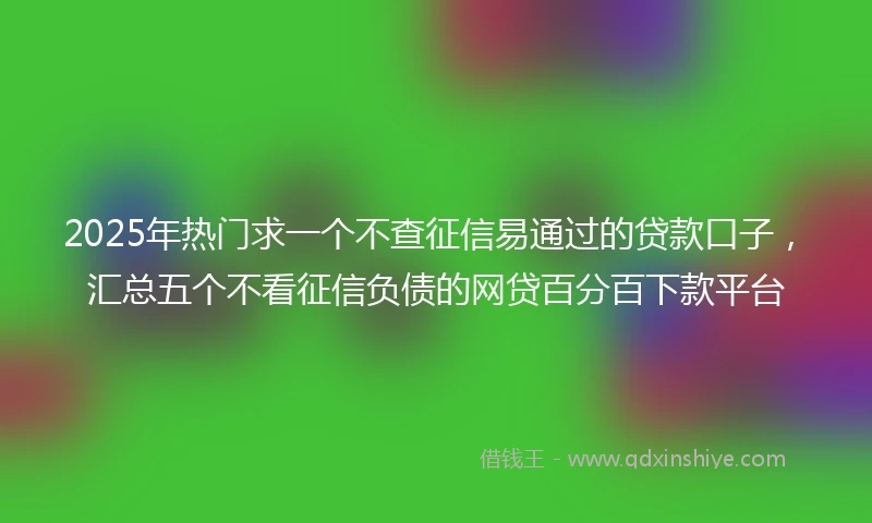 2025年热门求一个不查征信易通过的贷款口子，汇总五个不看征信负债的网贷百分百下款平台