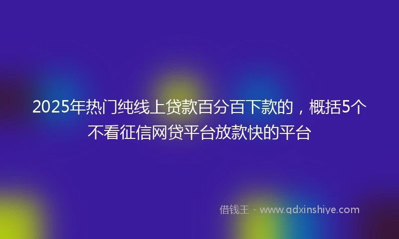 2025年热门纯线上贷款百分百下款的，概括5个不看征信网贷平台放款快的平台