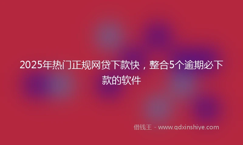 2025年热门正规网贷下款快，整合5个逾期必下款的软件