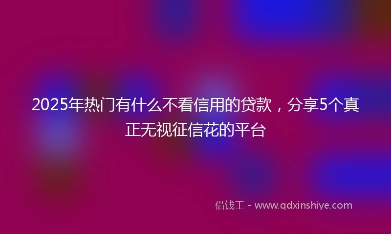 2025年热门有什么不看信用的贷款，分享5个真正无视征信花的平台