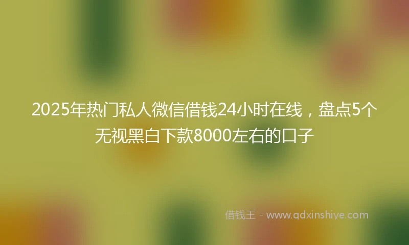 2025年热门私人微信借钱24小时在线，盘点5个无视黑白下款8000左右的口子