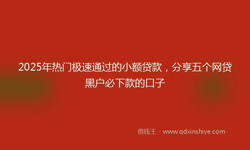 2025年热门极速通过的小额贷款，分享五个网贷黑户必下款的口子
