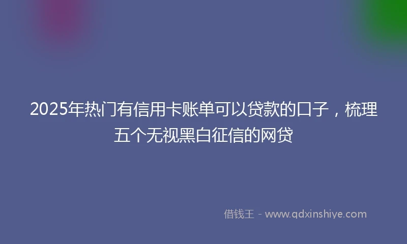 2025年热门有信用卡账单可以贷款的口子，梳理五个无视黑白征信的网贷