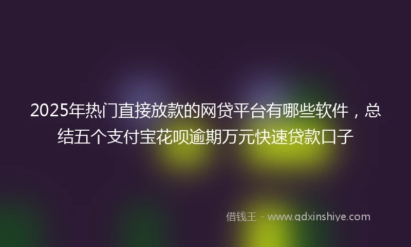 2025年热门直接放款的网贷平台有哪些软件，总结五个支付宝花呗逾期万元快速贷款口子