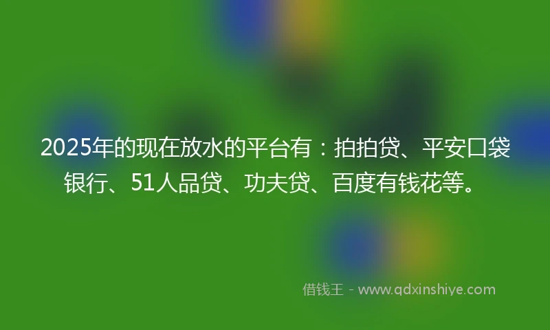 2025年的现在放水的平台有：拍拍贷、平安口袋银行、51人品贷、功夫贷、百度有钱花等。
