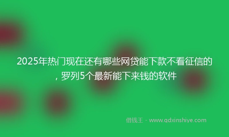 2025年热门现在还有哪些网贷能下款不看征信的，罗列5个最新能下来钱的软件