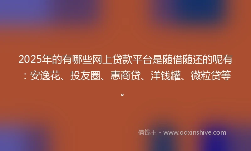 2025年的有哪些网上贷款平台是随借随还的呢有：安逸花、投友圈、惠商贷、洋钱罐、微粒贷等。
