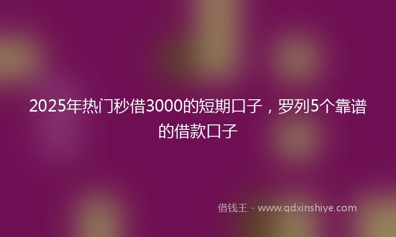 2025年热门秒借3000的短期口子，罗列5个靠谱的借款口子