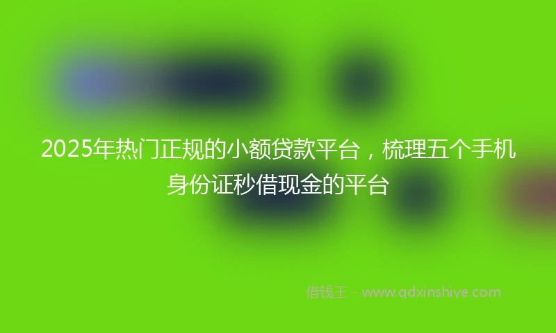 2025年热门正规的小额贷款平台，梳理五个手机身份证秒借现金的平台