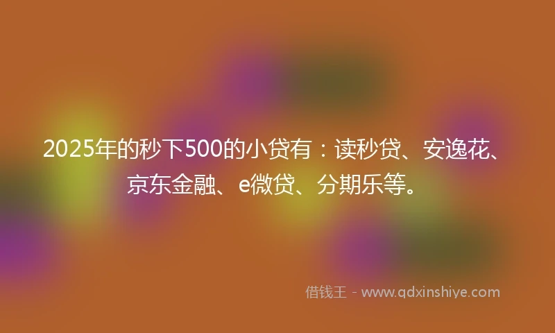 2025年的秒下500的小贷有：读秒贷、安逸花、京东金融、e微贷、分期乐等。