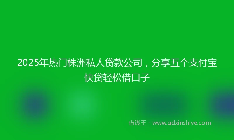 2025年热门株洲私人贷款公司，分享五个支付宝快贷轻松借口子