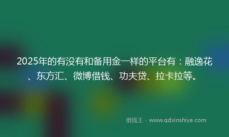 2025年的有没有和备用金一样的平台有：融逸花、东方汇、微博借钱、功夫贷、拉卡拉等。