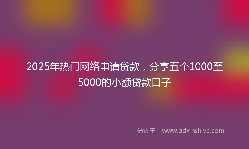 2025年热门网络申请贷款，分享五个1000至5000的小额贷款口子