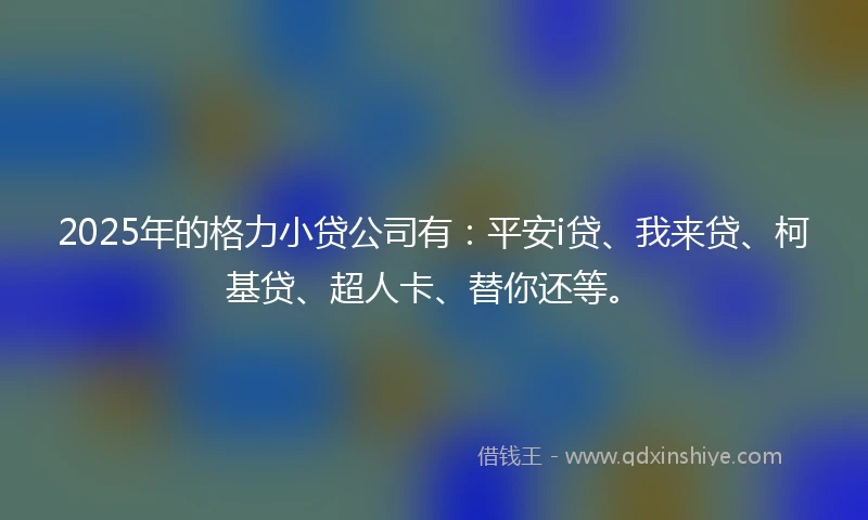 2025年的格力小贷公司有：平安i贷、我来贷、柯基贷、超人卡、替你还等。