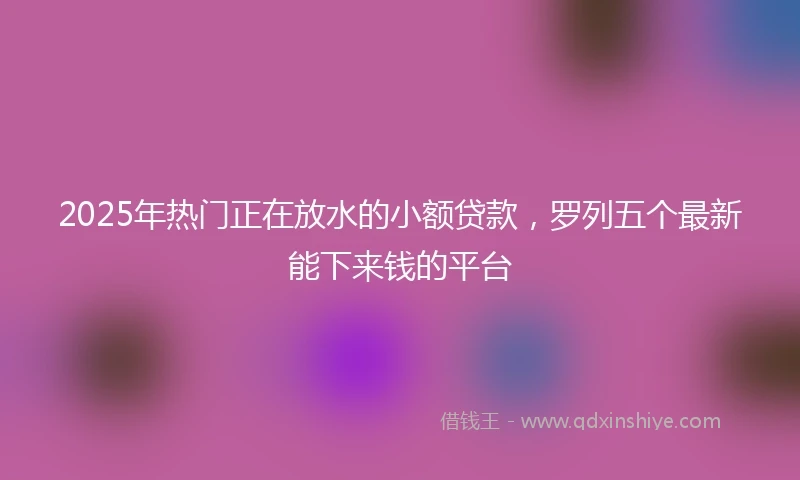 2025年热门正在放水的小额贷款，罗列五个最新能下来钱的平台