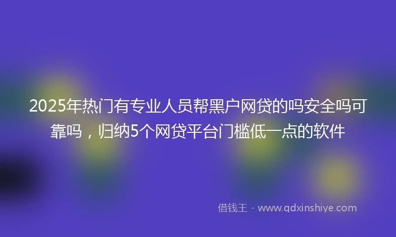 2025年热门有专业人员帮黑户网贷的吗安全吗可靠吗，归纳5个网贷平台门槛低一点的软件