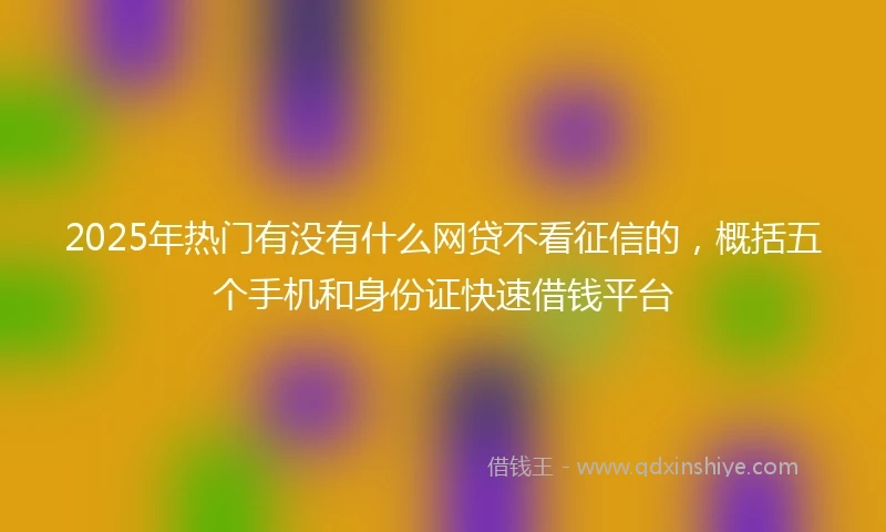 2025年热门有没有什么网贷不看征信的，概括五个手机和身份证快速借钱平台