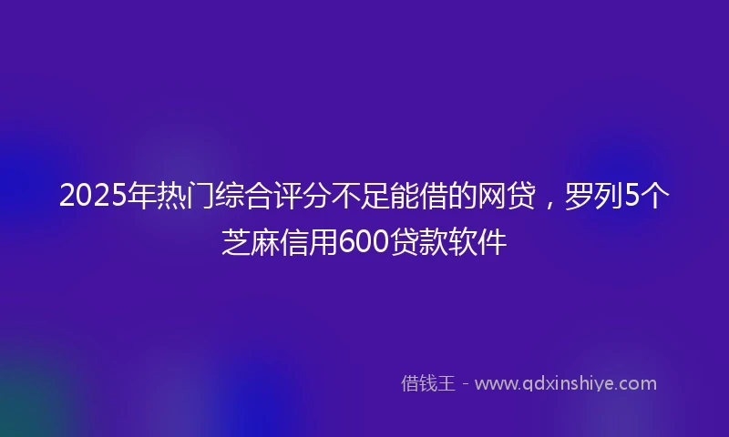 2025年热门综合评分不足能借的网贷，罗列5个芝麻信用600贷款软件