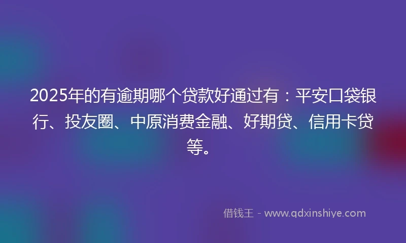 2025年的有逾期哪个贷款好通过有：平安口袋银行、投友圈、中原消费金融、好期贷、信用卡贷等。