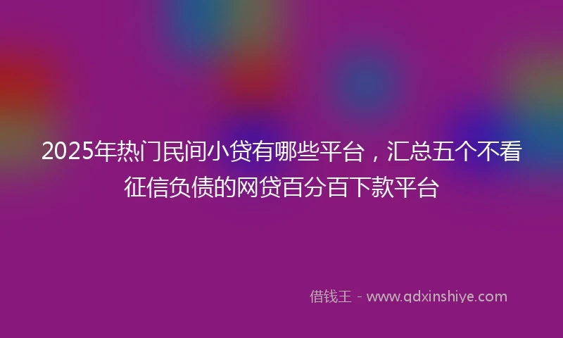 2025年热门民间小贷有哪些平台，汇总五个不看征信负债的网贷百分百下款平台