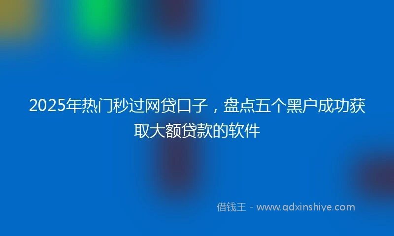 2025年热门秒过网贷口子，盘点五个黑户成功获取大额贷款的软件
