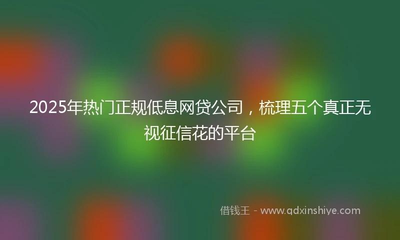 2025年热门正规低息网贷公司，梳理五个真正无视征信花的平台