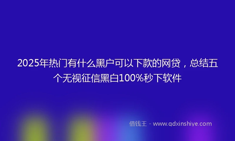 2025年热门有什么黑户可以下款的网贷，总结五个无视征信黑白100%秒下软件