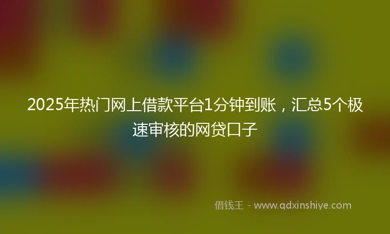 2025年热门网上借款平台1分钟到账，汇总5个极速审核的网贷口子