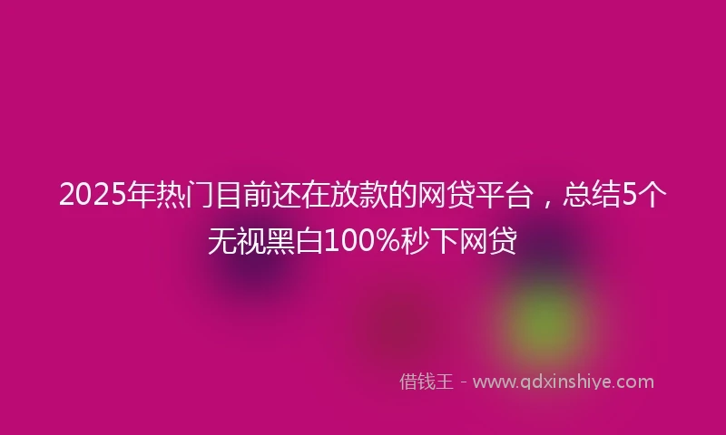 2025年热门目前还在放款的网贷平台，总结5个无视黑白100%秒下网贷