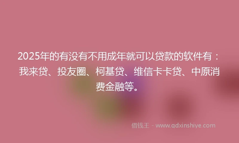 2025年的有没有不用成年就可以贷款的软件有：我来贷、投友圈、柯基贷、维信卡卡贷、中原消费金融等。