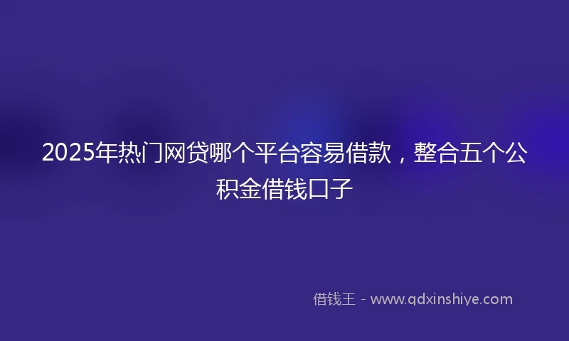 2025年热门网贷哪个平台容易借款，整合五个公积金借钱口子