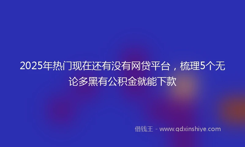 2025年热门现在还有没有网贷平台，梳理5个无论多黑有公积金就能下款
