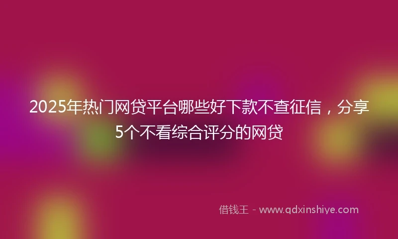 2025年热门网贷平台哪些好下款不查征信，分享5个不看综合评分的网贷