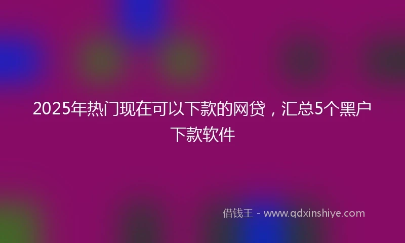 2025年热门现在可以下款的网贷，汇总5个黑户下款软件