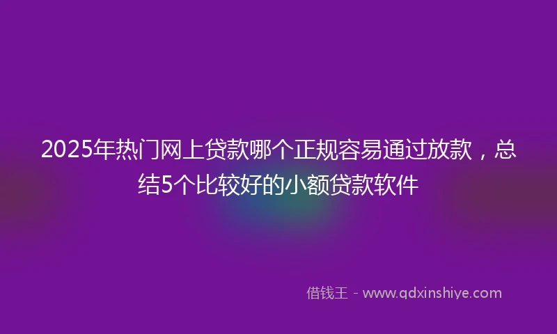 2025年热门网上贷款哪个正规容易通过放款，总结5个比较好的小额贷款软件