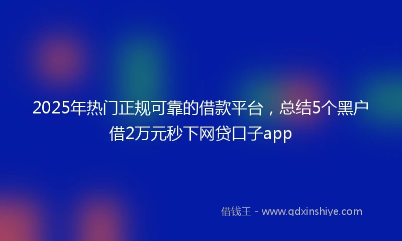 2025年热门正规可靠的借款平台，总结5个黑户借2万元秒下网贷口子app