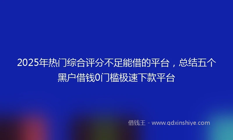 2025年热门综合评分不足能借的平台，总结五个黑户借钱0门槛极速下款平台