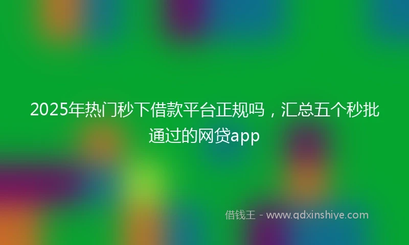 2025年热门秒下借款平台正规吗，汇总五个秒批通过的网贷app