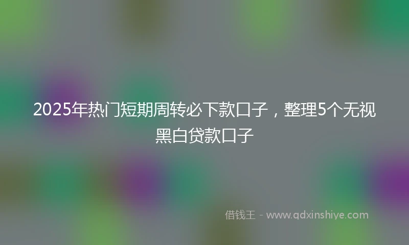 2025年热门短期周转必下款口子，整理5个无视黑白贷款口子